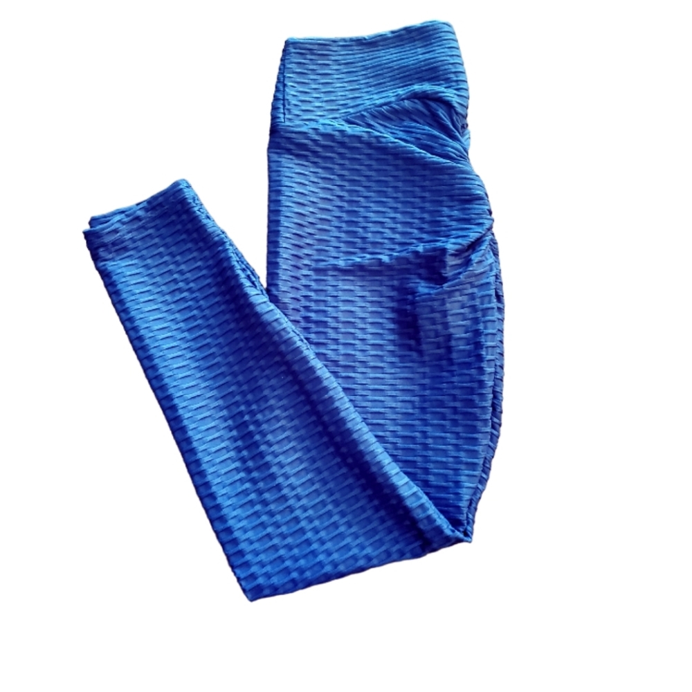 Let's Fit Tik Tok Royal Blue Leggings L NWOT